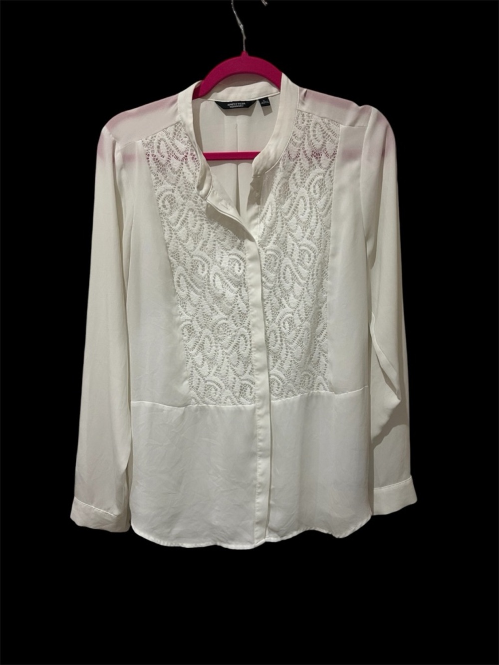 Simply Vera Vera Wang White Lace-Front Button Down Blouse